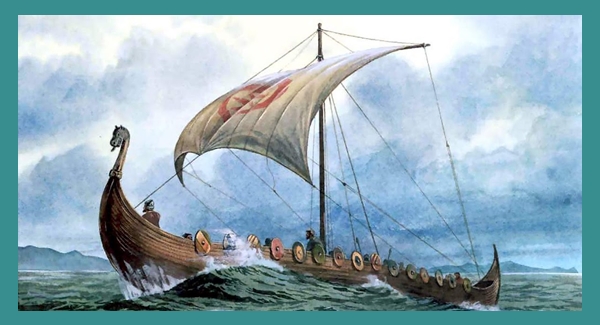 barco vikingo ilustración - Imagen